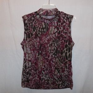 Laura Scott Sleeveless Animal Print Knit Top